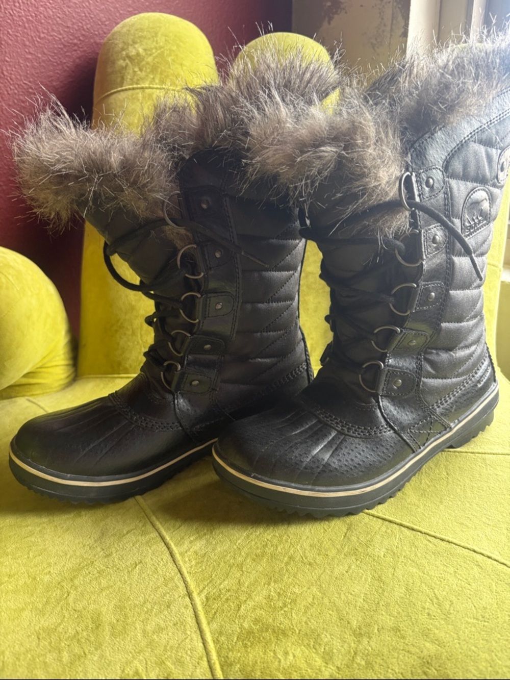 Women's Sorel Black Joan of Arctic Waterproof Fur-Trimmed Boots